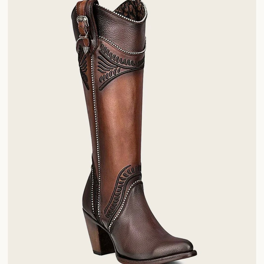 CUADRA ELEGANT HONEY EMBROIDERED KNEE-HIGH BOOT FOR WOMEN